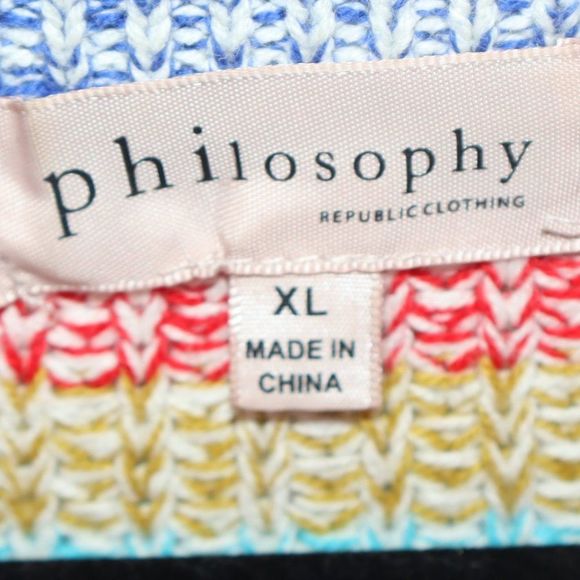 SOLD Philosophy Rainbow Striped Knit Sweater Women's Size XL-NWOT - Picture 4 of 5